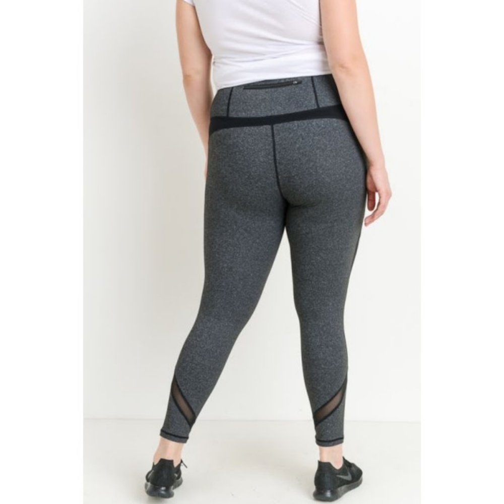 Highwaist Slanted Colorblock Mesh Full Leggings - Picture 3 of 5